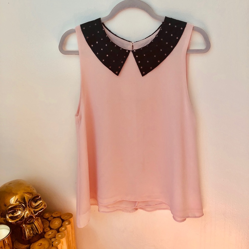 Pink with leather collar top